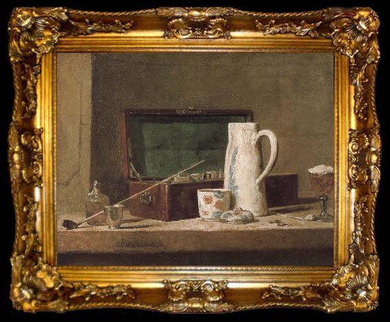 framed  Jean Baptiste Simeon Chardin Pipe tobacco and alcohol containers browser, ta009-2